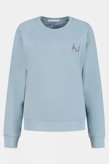 Hot Blue Loop Originals Womens Embroidered Blue Fleece Sweater