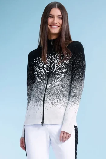 Clearance Poivre Blanc Womens Leopard Knit Ski Jacket