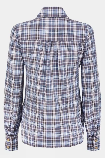 New Troy London Womens Round Collar Check Shirt