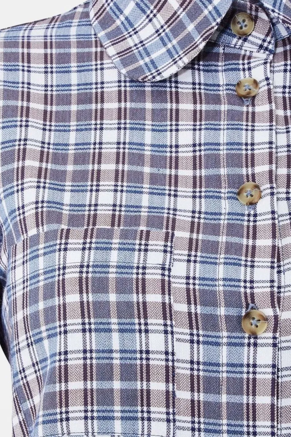 womens-round-collar-check-shir-BmxeXtsv-2.webp New Troy London Womens Round Collar Check Shirt