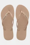 Outlet Havaianas Womens Slim Metal Logo Crystal Flip Flops