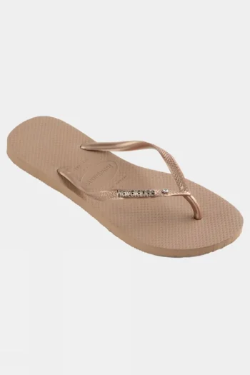 Outlet Havaianas Womens Slim Metal Logo Crystal Flip Flops